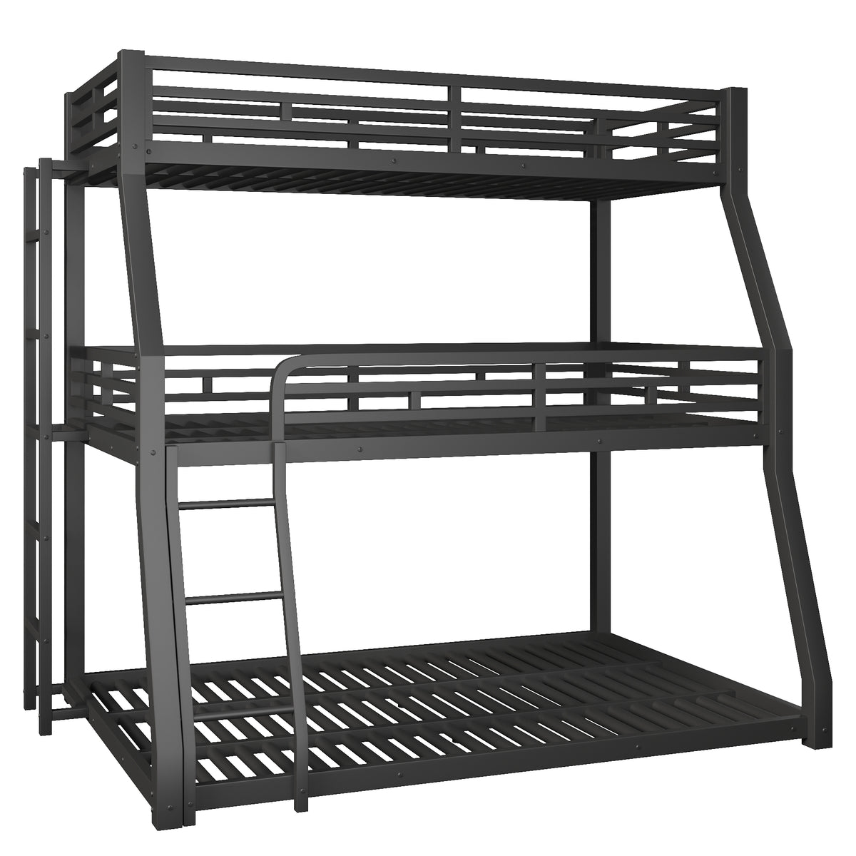 Triple Bunk Bed Frame 90x200/120x200/140x200cm, Black Metal