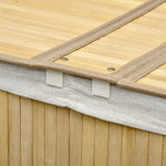 Laundry Basket Sorter 2-Section Removable Lid Natural Bamboo