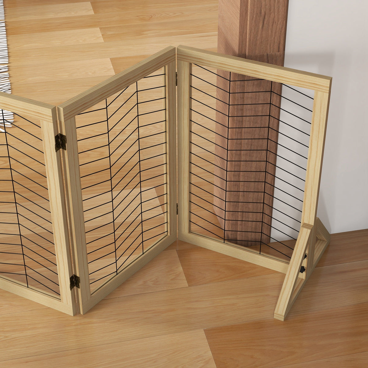 Dog Barrier Safety Gate Foldable 8 Panels Wooden