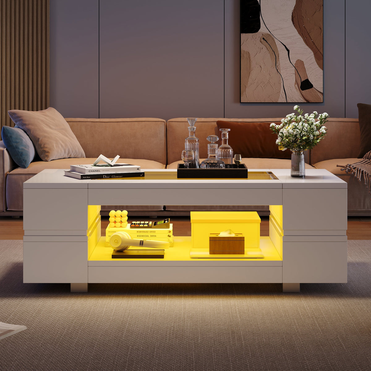 LED Coffee Table Bluetooth App Control, White