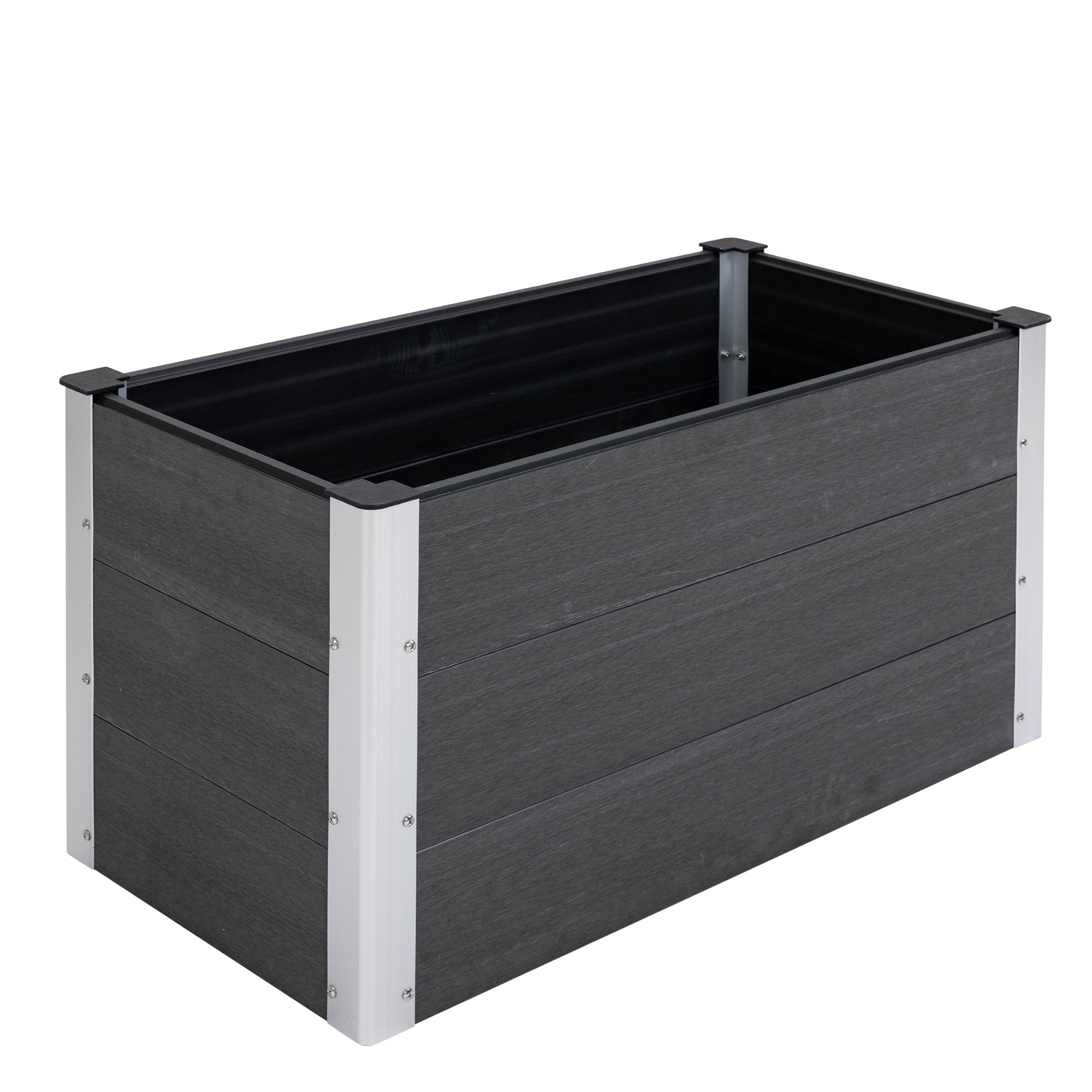 Raised Garden Bed Planter, Weatherproof WPC/Aluminum, 100x50x50cm, Grey