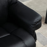 Reclining Armchair with Footstool, Swivel TV Armchair Faux Leather Black