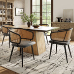 4 Dining Chairs - Rattan Back Velvet Cushion - Modern Style