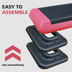 Aerobic Stepper, 76cm/28.5" Adjustable with 4 Risers, Red Black