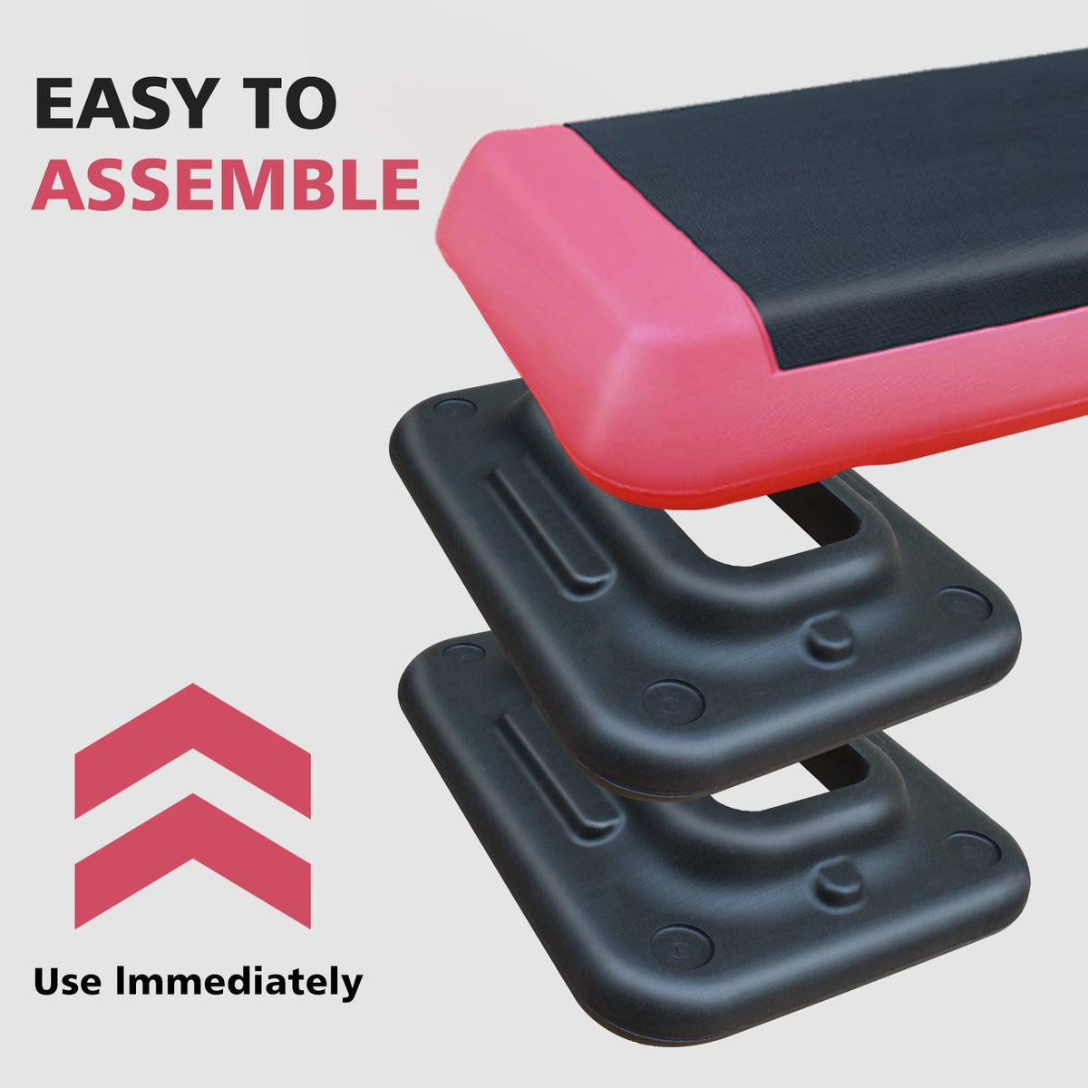 Aerobic Stepper, 76cm/28.5" Adjustable with 4 Risers, Red Black