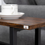 Side Table Coffee Table Nightstand, Fabric Bag Steel Frame, Dark Brown and Black