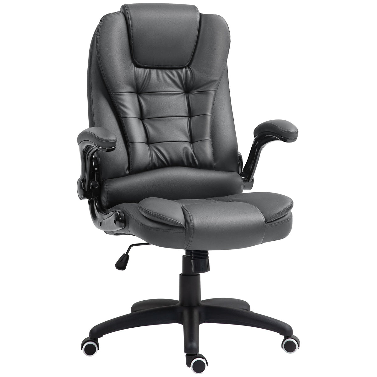 Office Chair, Ergonomic Executive with Rocking Function, Faux Leather, Dark Grey