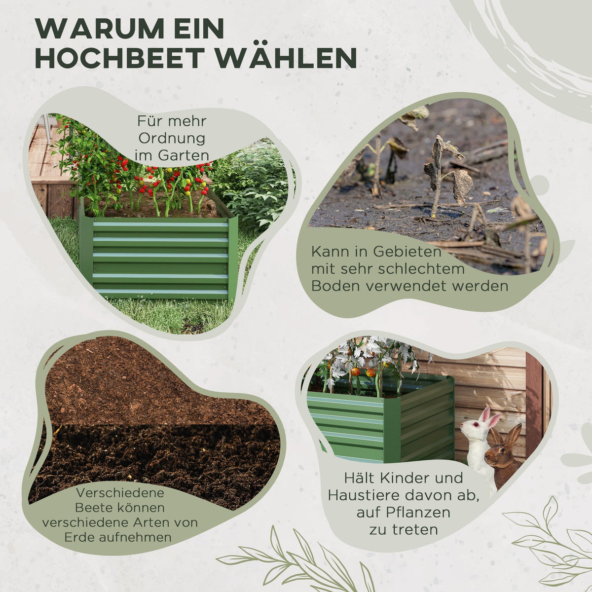 Raised Bed, Garden Planter 180x90x60cm, Steel