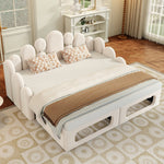 Upholstered Sofa Bed with Pet Bed, 2-in-1 Multifunctional, 180x200cm, Beige Velvet