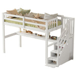 Loft Bed 90x200 Storage Drawers Under-Bed Desk - White