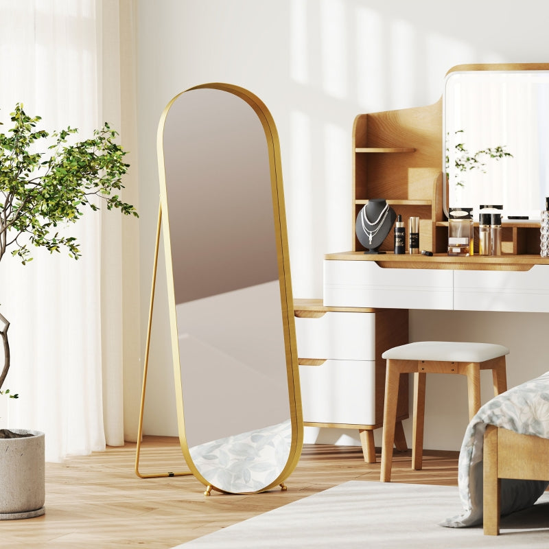 Full Length Mirror, 160 x 50 cm, Metal Framed, Gold