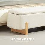 Storage Bench, Upholstered with Safety Hinges & Wooden Legs, Linen Look