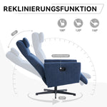 022 Recliner Chair, Comfortable with Reclining Function, Footrest, Swivel, Chenille, Blue