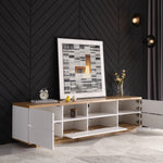 TV Cabinet Modern Color-Block 180cm Wood Grain Finish White