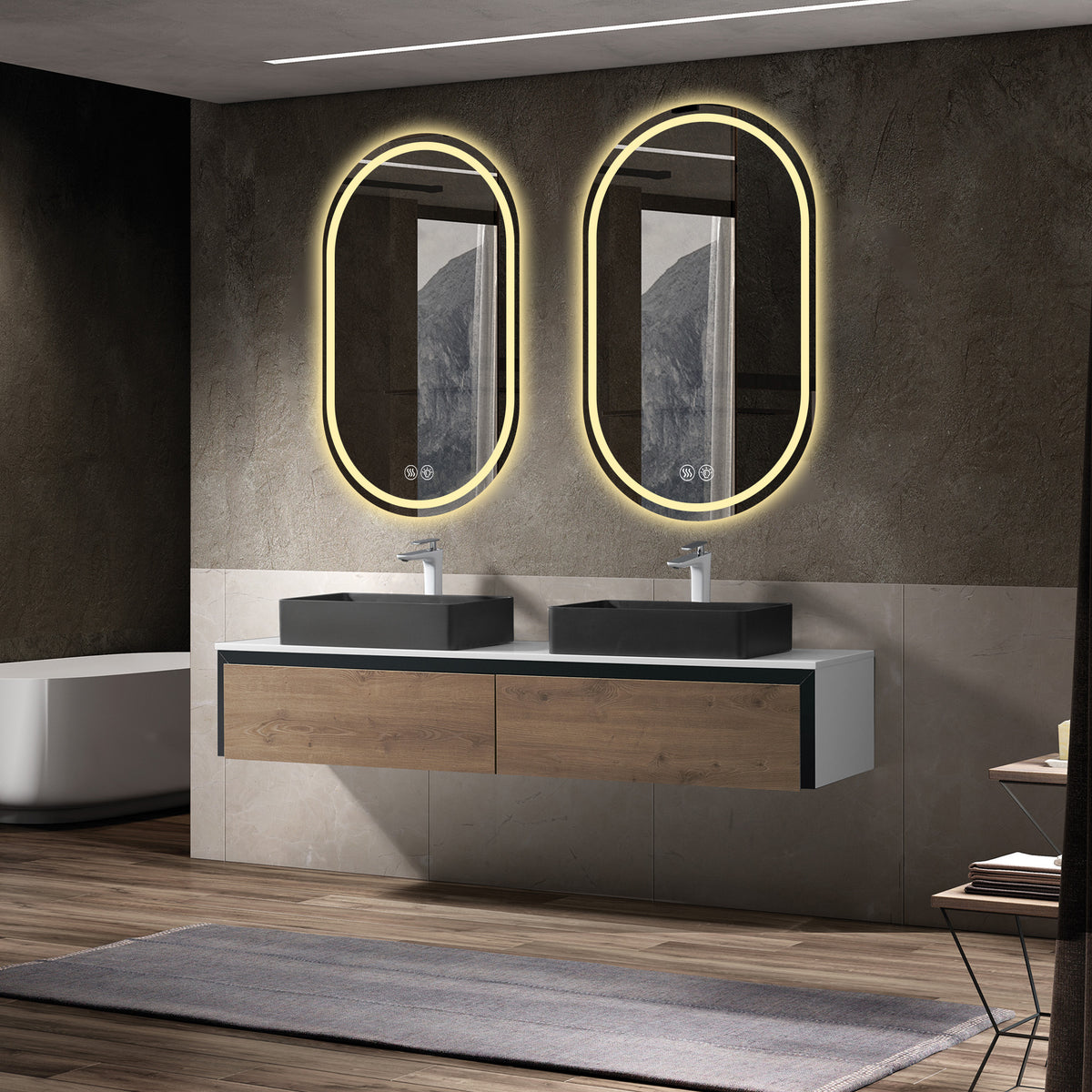 Full-Length Standing Mirror 161.5x50cm - Black Aluminum Frame