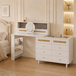 Dressing Table with Jewelry Cabinet & 10 Drawers, White