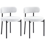 Dining Chairs, Upholstered with Metal Legs, Cream White (Set of 2)