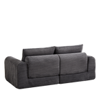 Corduroy 2-in-1 Sofa Bed with Two Pillows and Removable Footstool, Corduroy