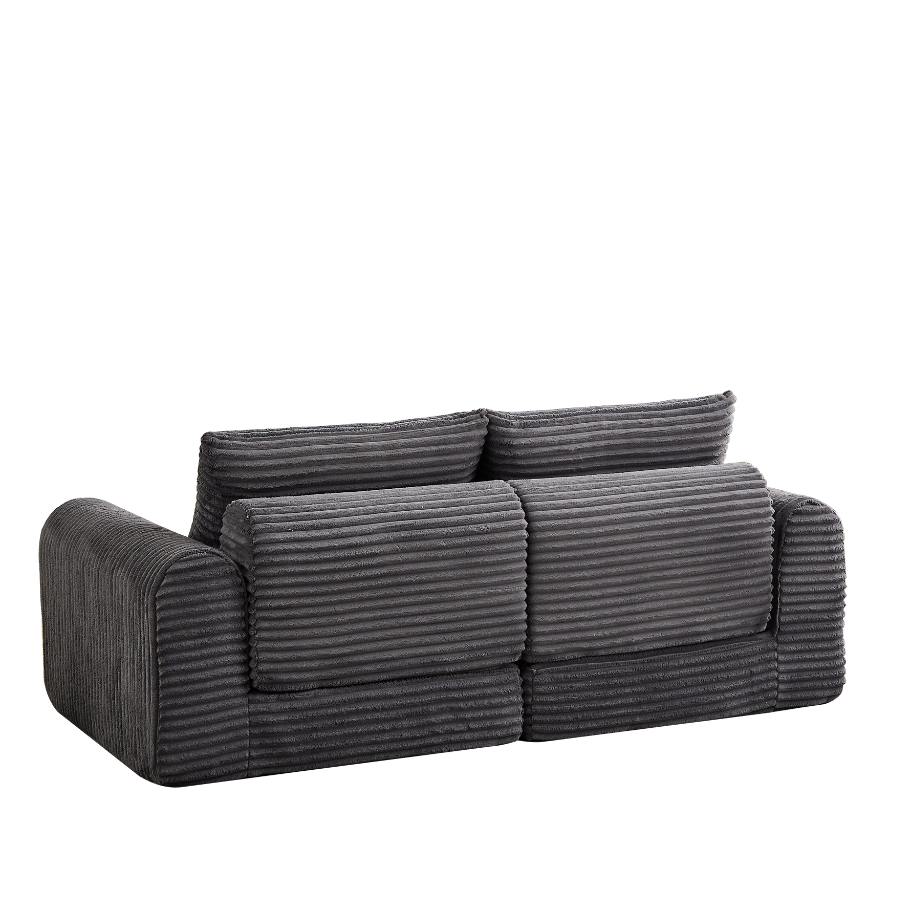 Corduroy 2-in-1 Sofa Bed with Two Pillows and Removable Footstool, Corduroy