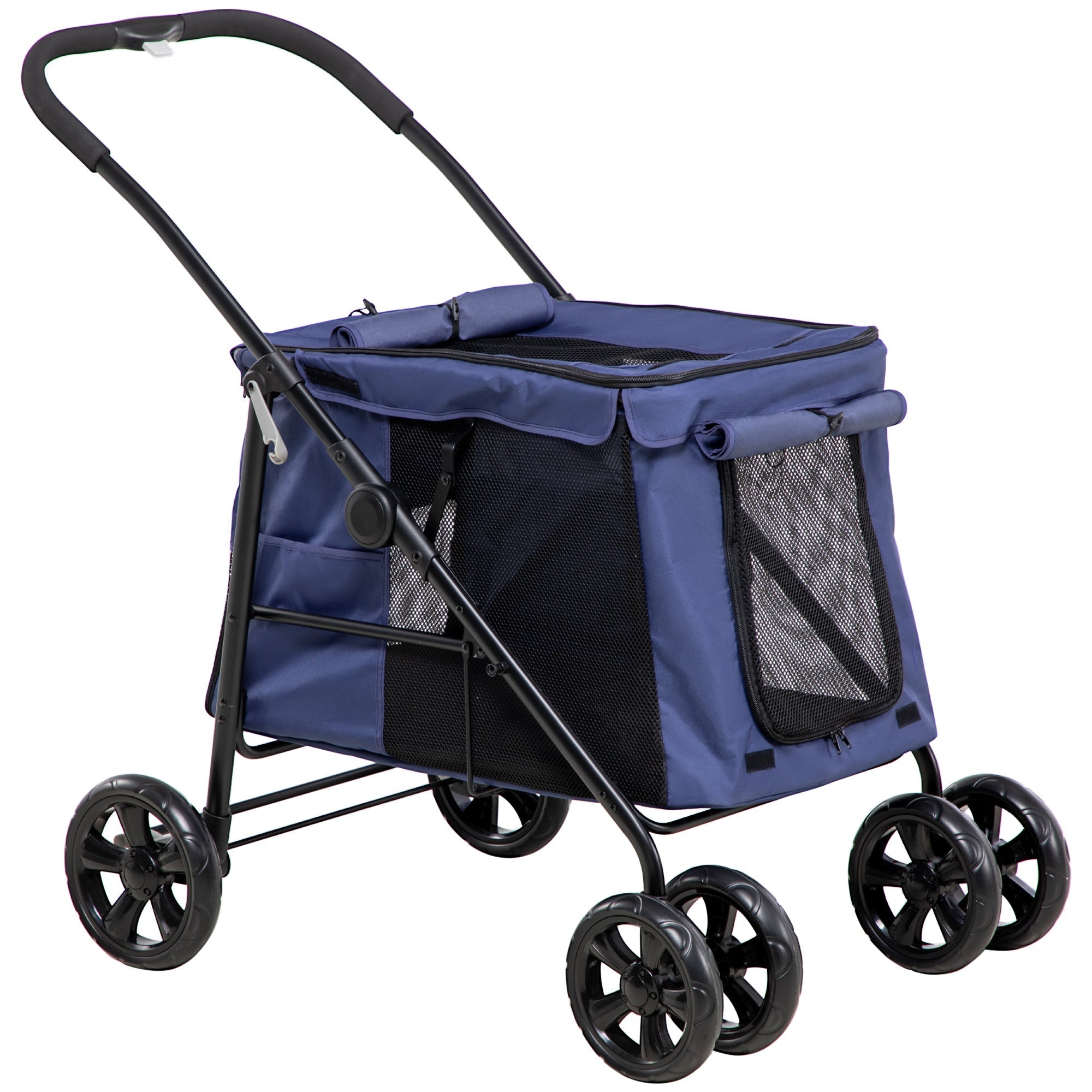 Dog Stroller Foldable Buggy Cushion Mesh up to 20 kg Oxford Fabric Blue