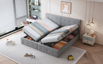 Upholstered Bed 180x200 cm, Hydraulic Storage Multifunctional Double, Velvet Grey