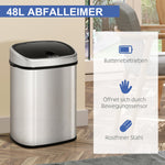 Trash can, 48L Infrared Sensor Hygienic, Stainless Steel Silver