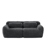 2-seater Sofa Frameless Modular Design Plush Fabric Grey