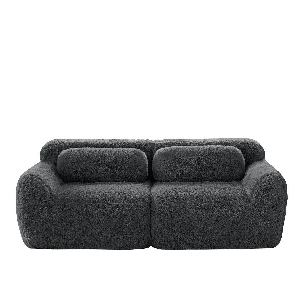 2-seater Sofa Frameless Modular Design Plush Fabric Grey