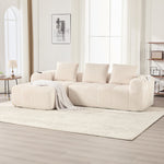 Compact Modular Sofa with Side Pocket, Cup Holder & 3 Cushions - Corduroy Beige