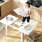 Extendable Dining Table, 120-160 x 70 cm, 4-6 People, High Gloss White MDF