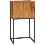 Console Table with Cabinet, Industrial Design, Natural Steel