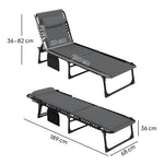 Folding Sun Lounger, Padded 5-Position Adjustable Weatherproof, Dark Grey