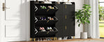 Set of 2 Shoe Cabinets with 6 Adjustable Compartments and Anti-Tip Device, Black