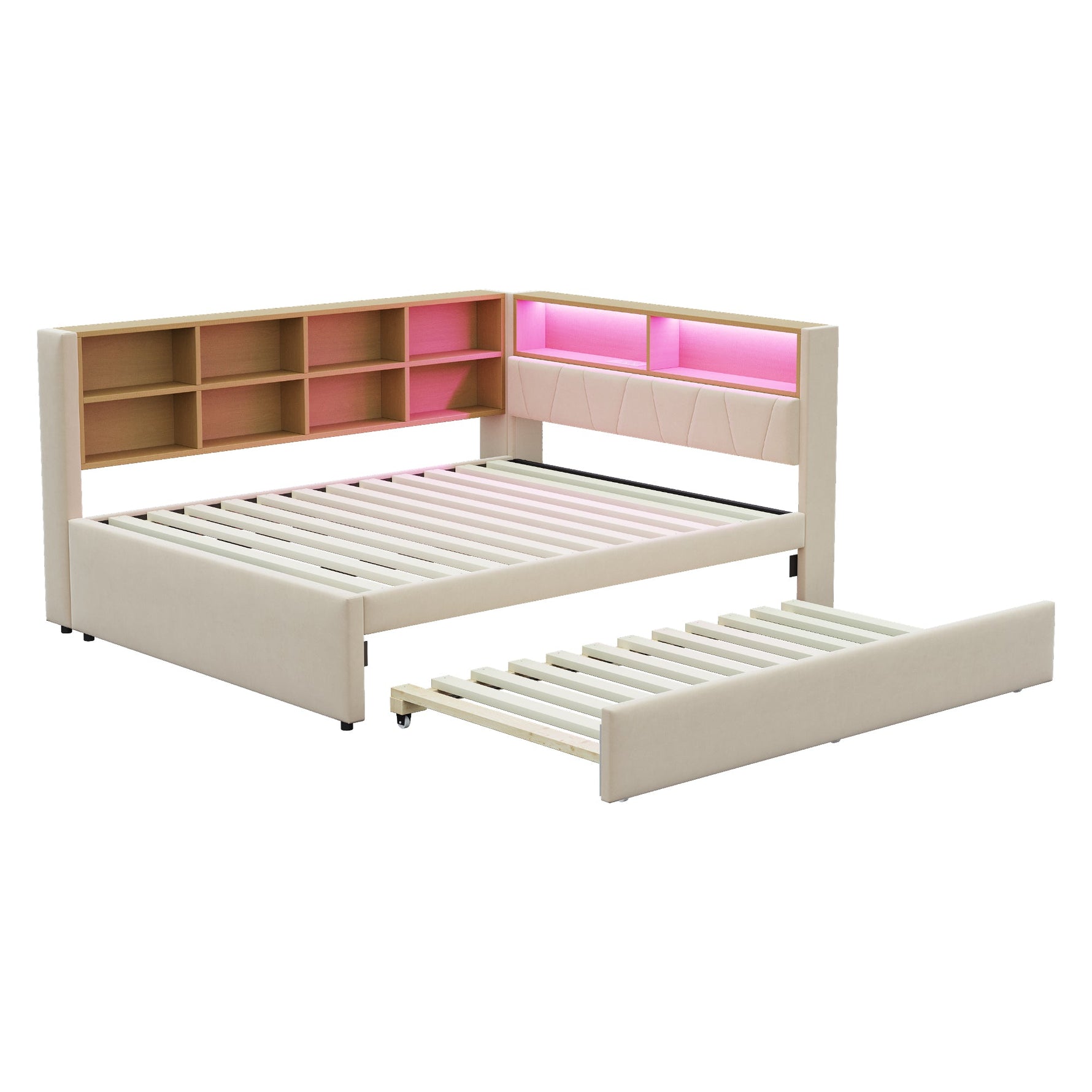 Sofa Bed 140x200 Pull-out Bed USB Storage Beige