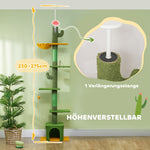 Cat Tree, Ceiling-High with Cave & Scratching Posts, Green