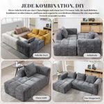 Modern Sectional Sofa L-Shaped 3-Seater Chaise Longue Storage Pocket Chenille Grey
