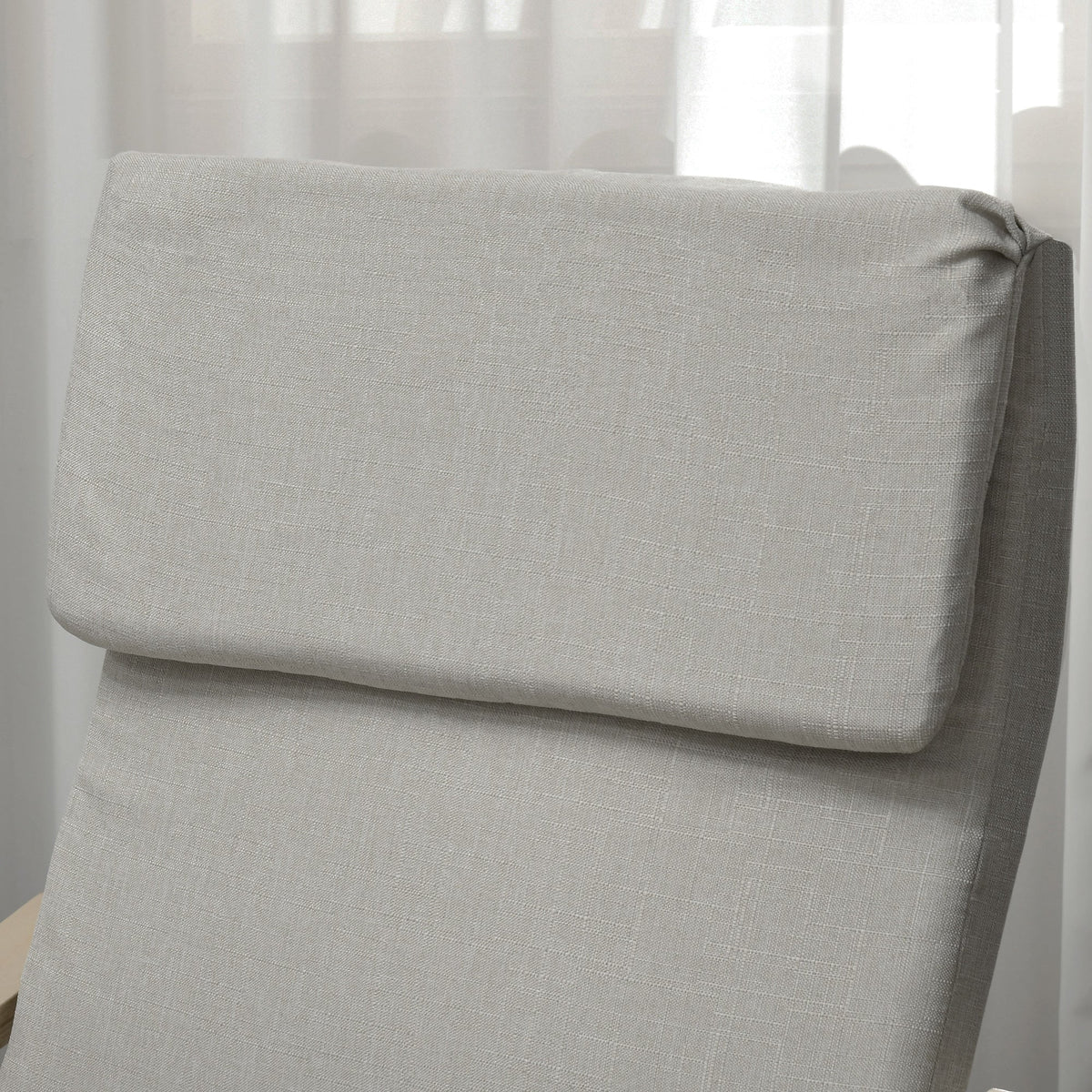 Lounge Chairs Set of 2 with Footstool, Armrest, Headrest, Light Grey Linen