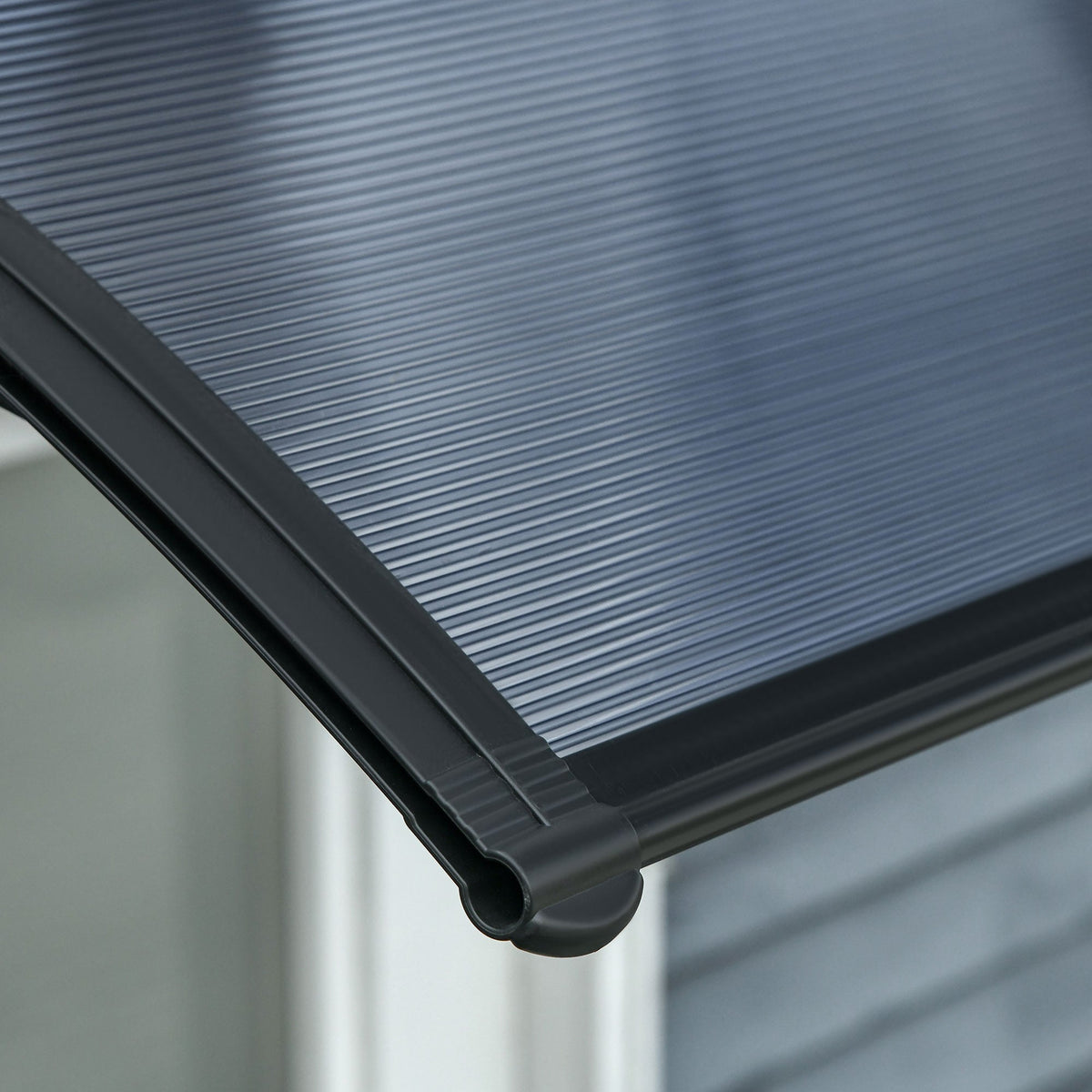 Canopy for Front Door, 100 x 75 cm Pent Arch UV Protection, Aluminum & Polycarbonate Black