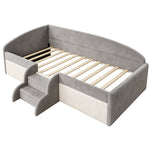 Upholstered Children's Bed 90x190cm with Steps, Grey Velvet