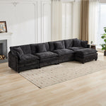 Cloud Sofa Ottoman - Modern Sectional Double Layer Cushion - Black Chenille
