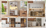 Kitchen Sideboard Buffet 183cm Tall LED USB Sockets 3 Drawers Gold Handles