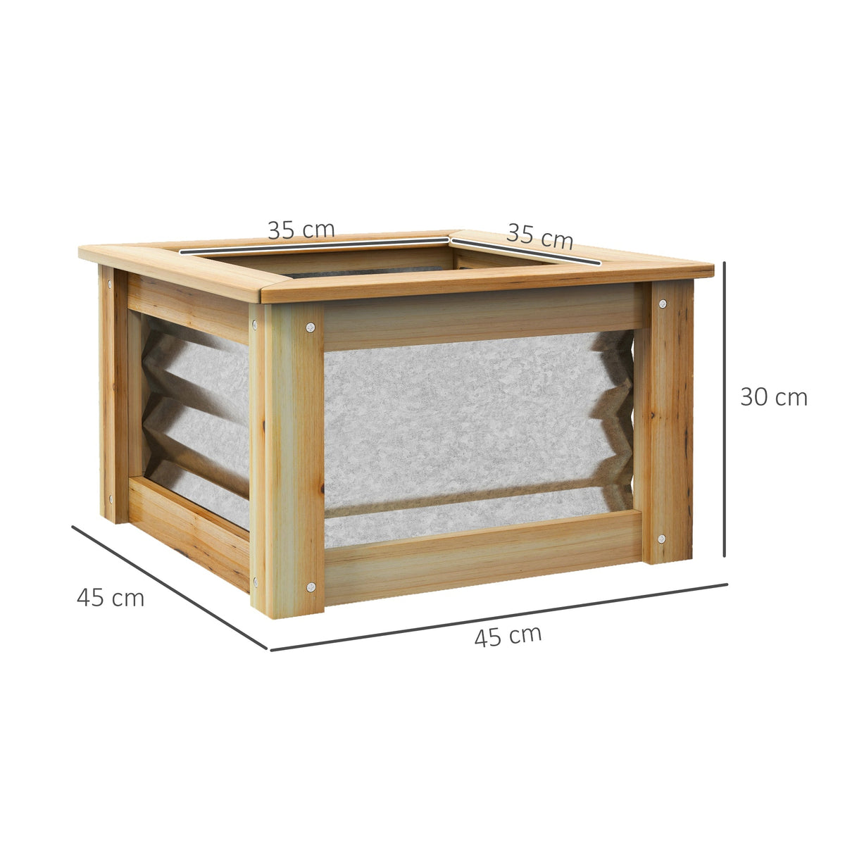 Raised Bed, Flower Box Planter, Metal & Wood