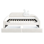 Children's Sofa Bed 90x200 with Storage & LED, Beige Velvet