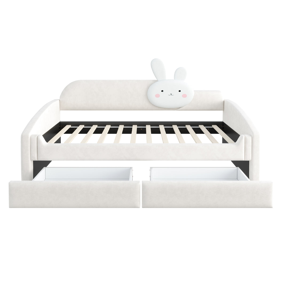 Children's Sofa Bed 90x200 with Storage & LED, Beige Velvet