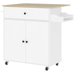 Kitchen Island, Folding Worktop & Storage, White