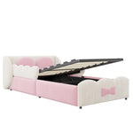 Children's Upholstered Storage Bed 90x200 with Cushions, Velvet