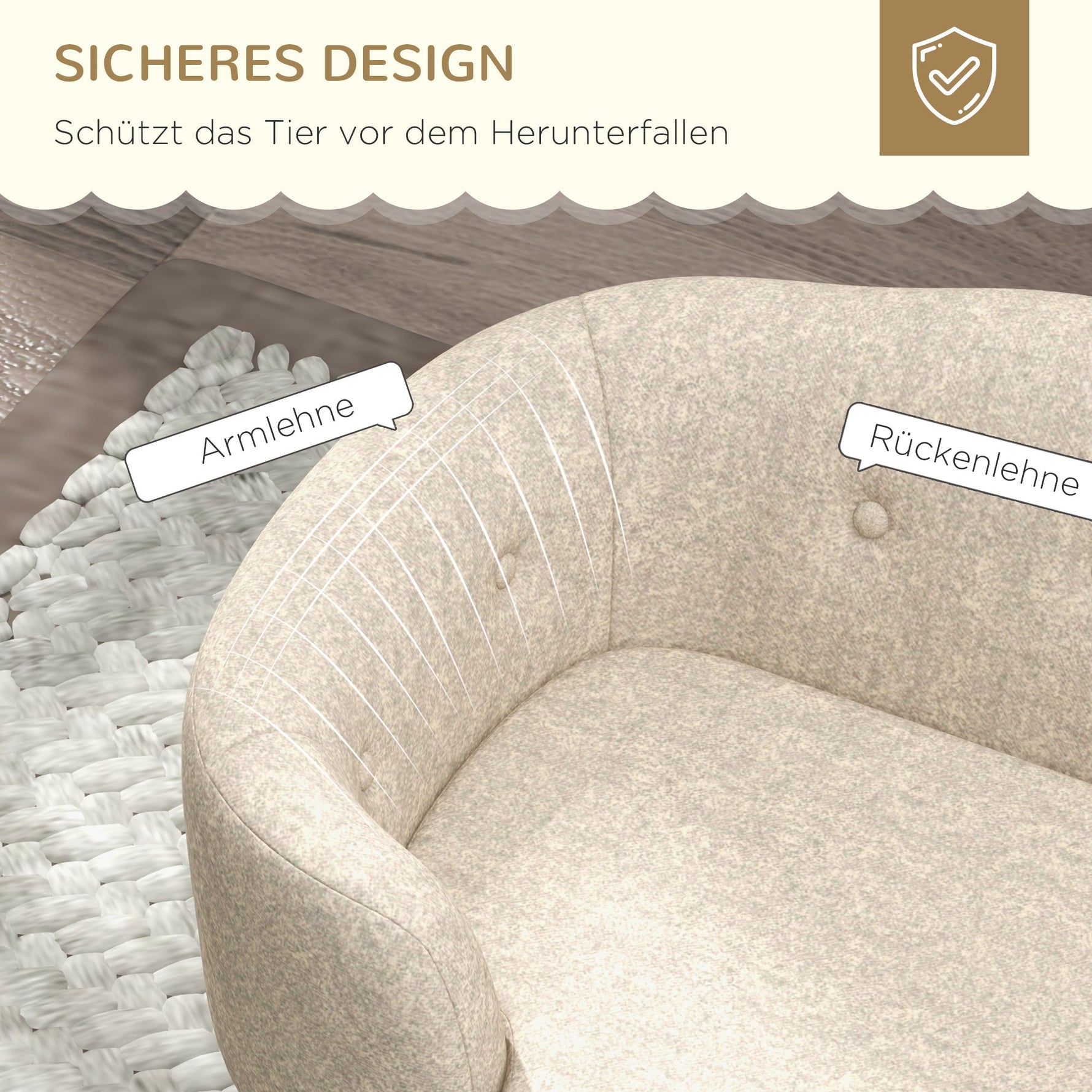 Dog Sofa Plush Cushion Small Pine Cream White