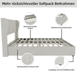 Modern Minimalist Upholstered Bed, Multi-Functional with Gas Lift, Beige