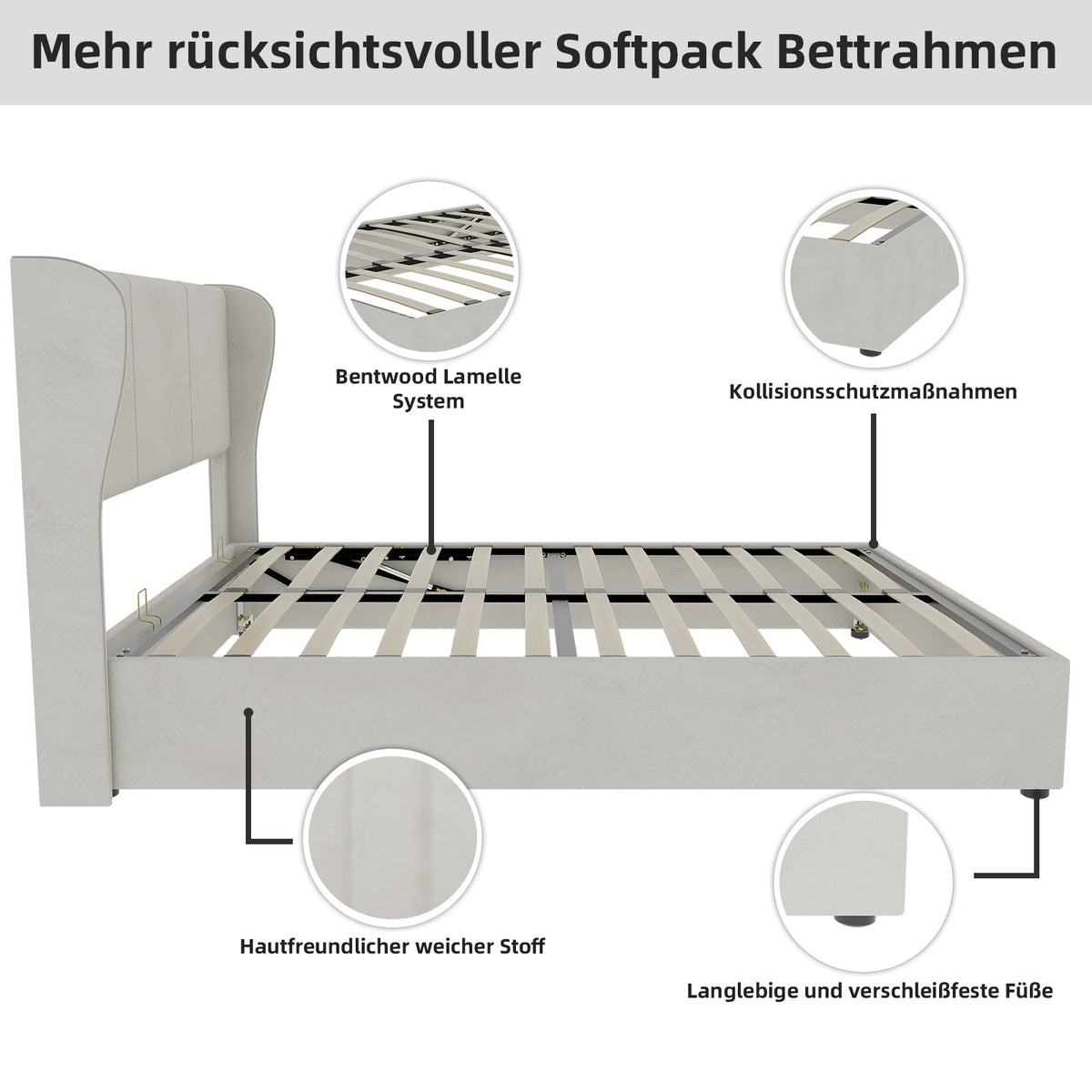 Modern Minimalist Upholstered Bed, Multi-Functional with Gas Lift, Beige
