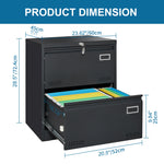 File Cabinet 2 Drawer Metal Lateral Locking Legal/Letter/A4 - Black